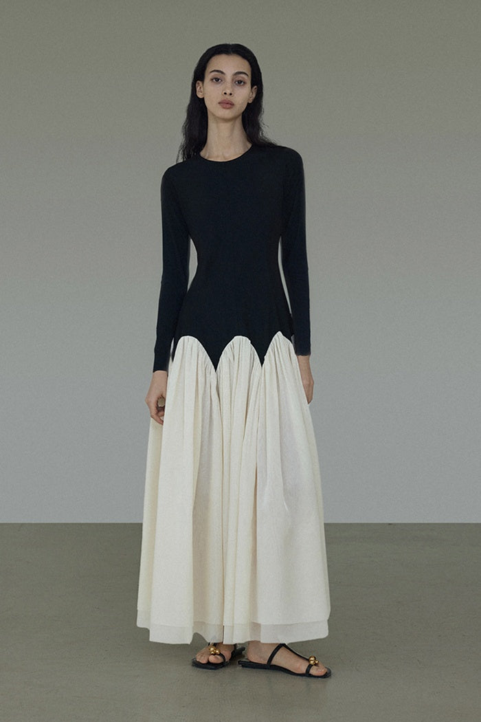 Sculptural Colorblock Midi Dress