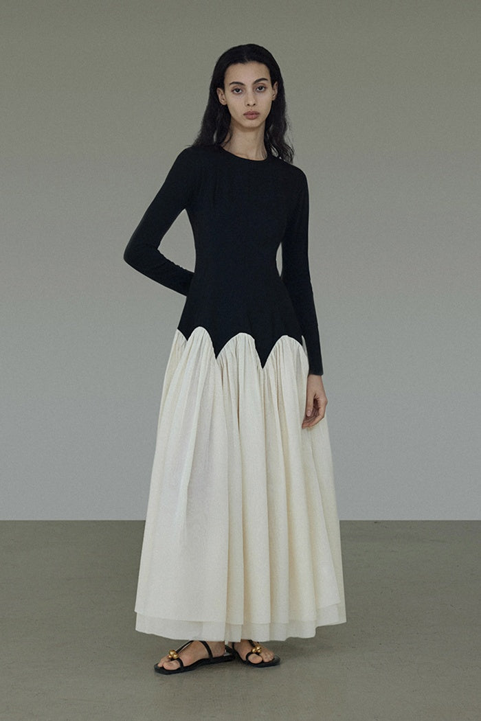 Sculptural Colorblock Midi Dress