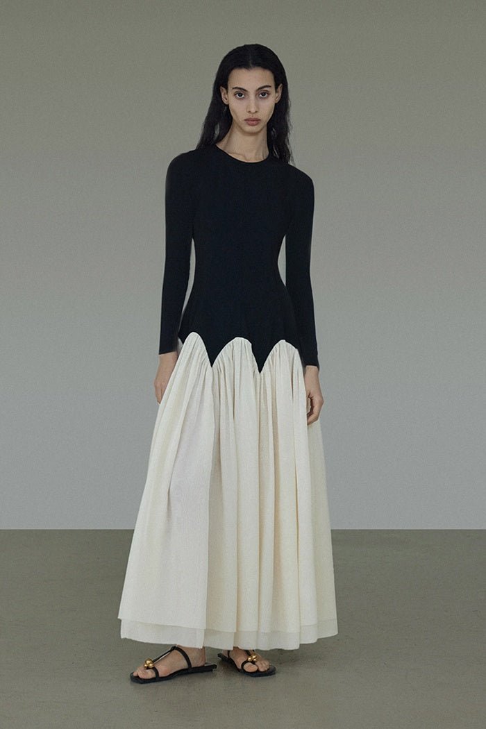 Sculptural Colorblock Midi Dress