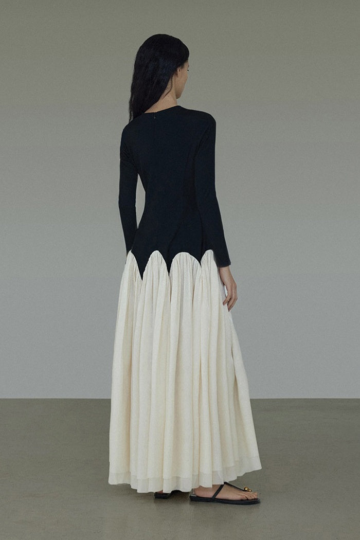 Sculptural Colorblock Midi Dress