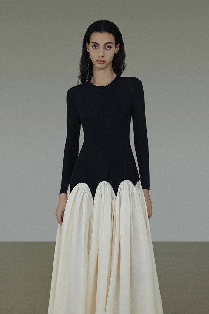 Sculptural Colorblock Midi Dress