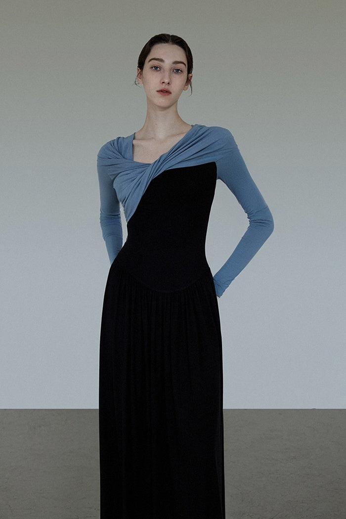Sculpted Elegance Asymmetric Knit Dress