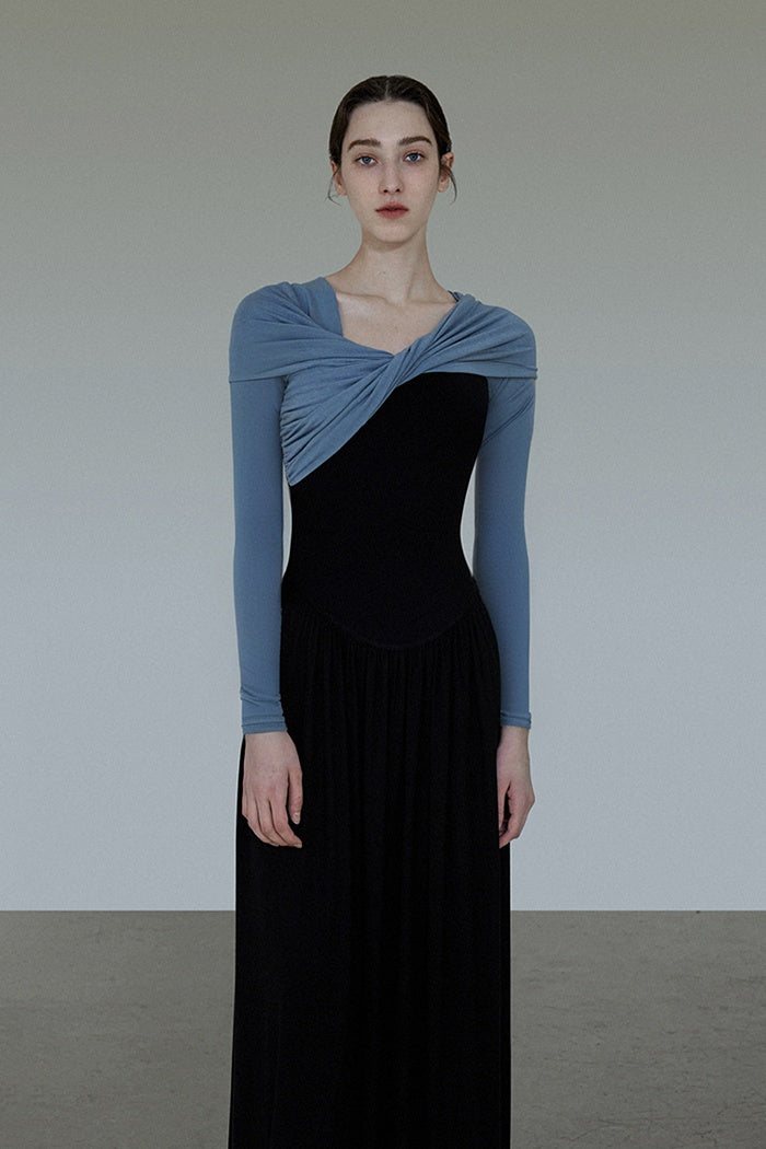 Sculpted Elegance Asymmetric Knit Dress