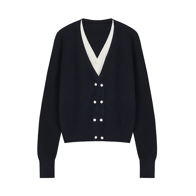 Chic Colorblock V-Neck Knit Layer