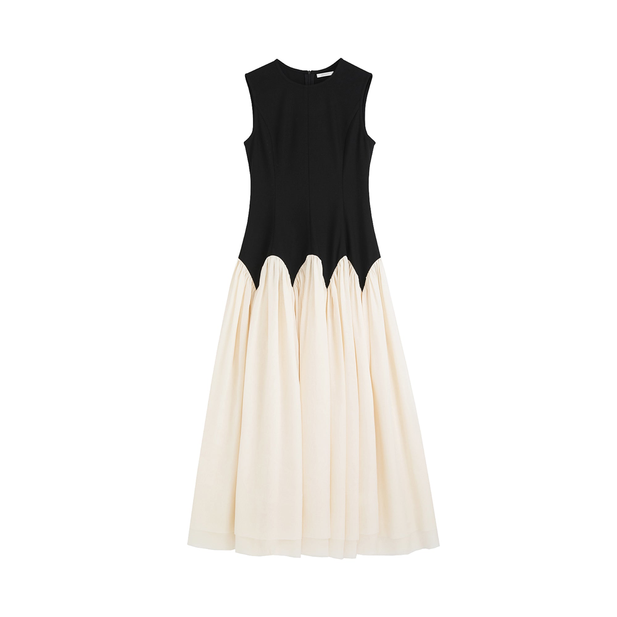 Chic Contrast A-Line Midi Dress