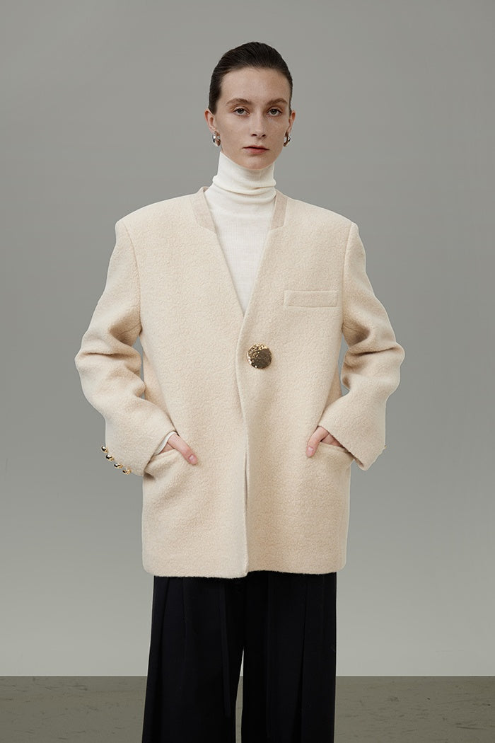 Architectural Wool Short Coat