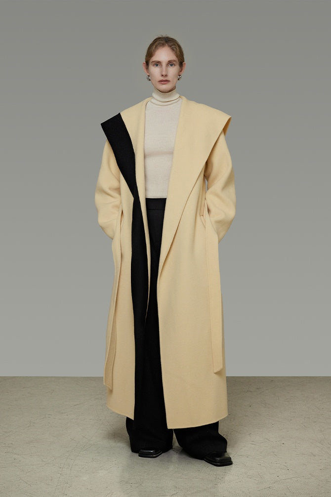 Unspoken Wool Colorblock Sculpted Coat