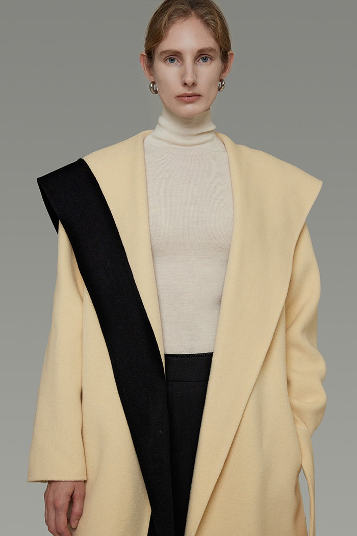 Unspoken Wool Colorblock Sculpted Coat