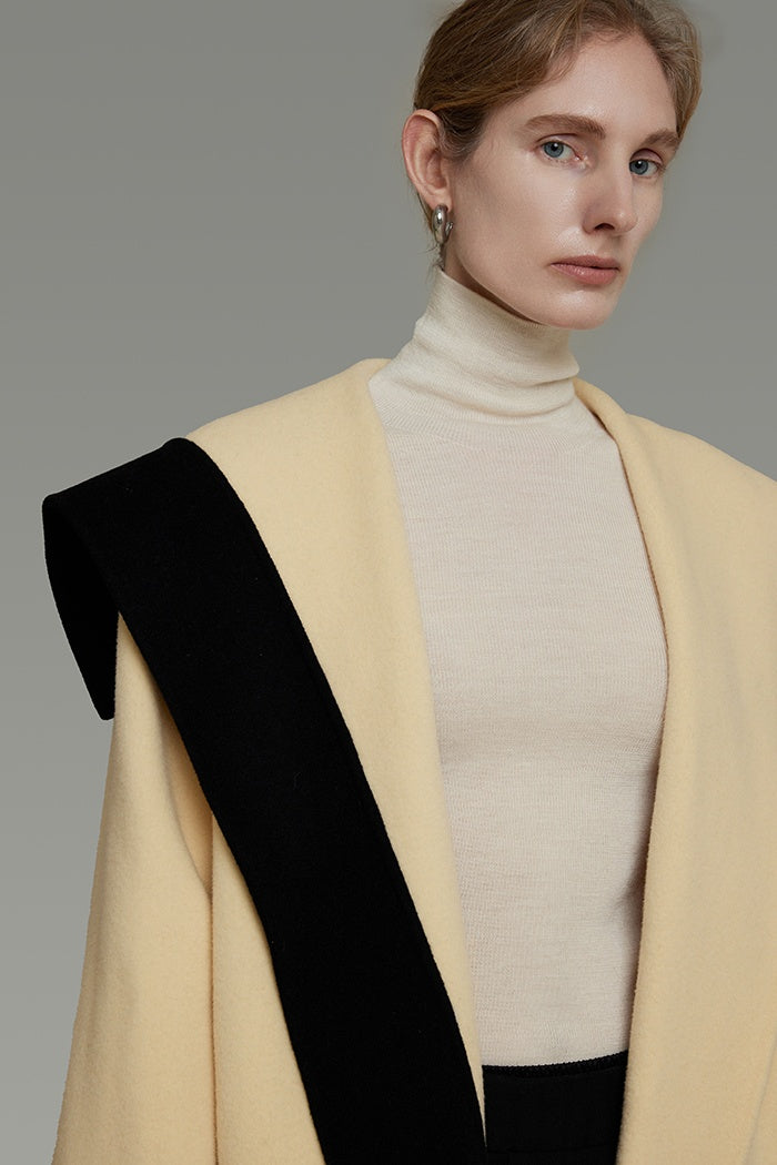 Unspoken Wool Colorblock Sculpted Coat