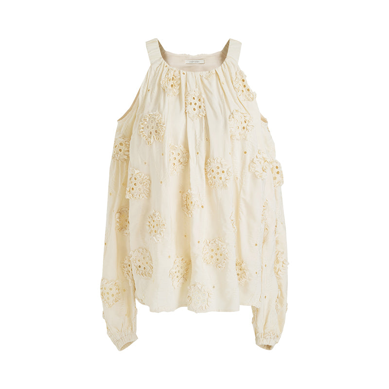 Graceful Cutout Embroidered Blouse