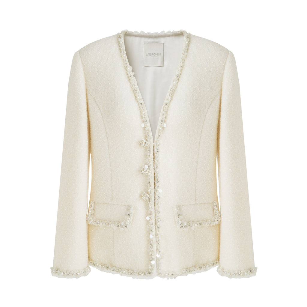 Quiet Luxury Tweed V-Neck Cardigan