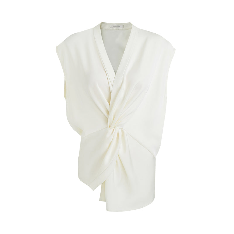 Sculpted V-Neck Tie-Front Shell