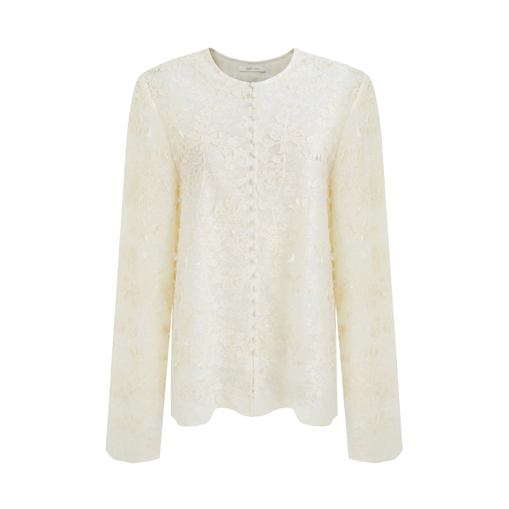 Understated Silhouette Jacquard Blouse