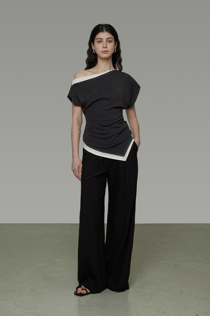 Sculpted Contrast Knit Top