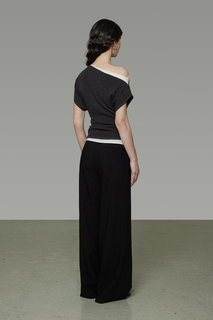 Sculpted Contrast Knit Top