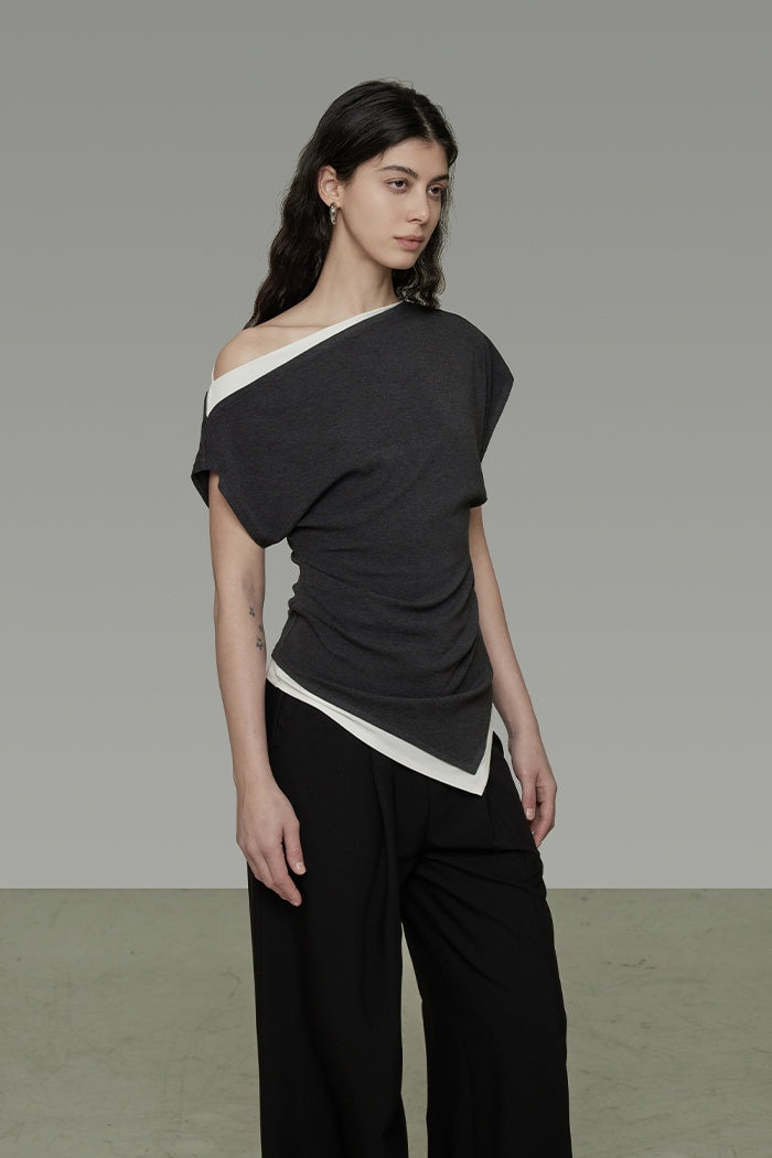 Sculpted Contrast Knit Top