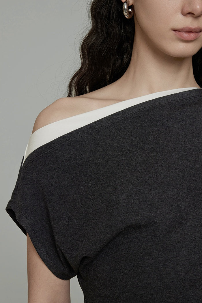 Sculpted Contrast Knit Top