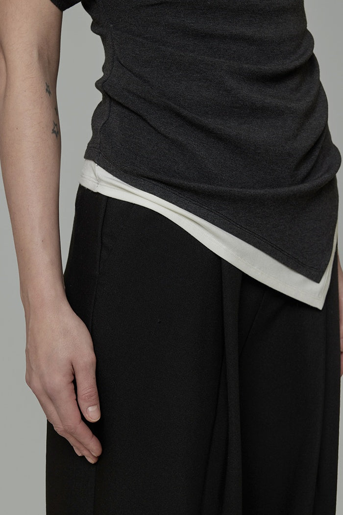 Sculpted Contrast Knit Top