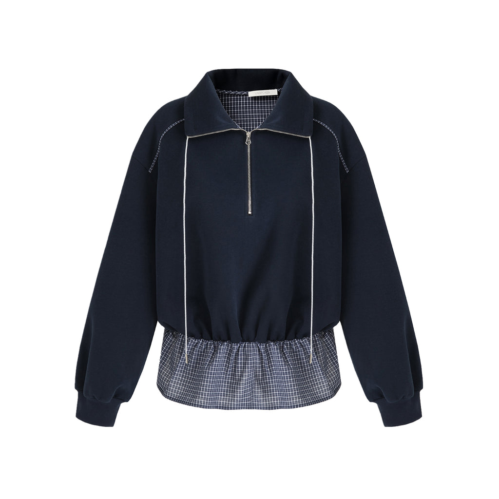 Urban Contrast Zip Collar Pullover
