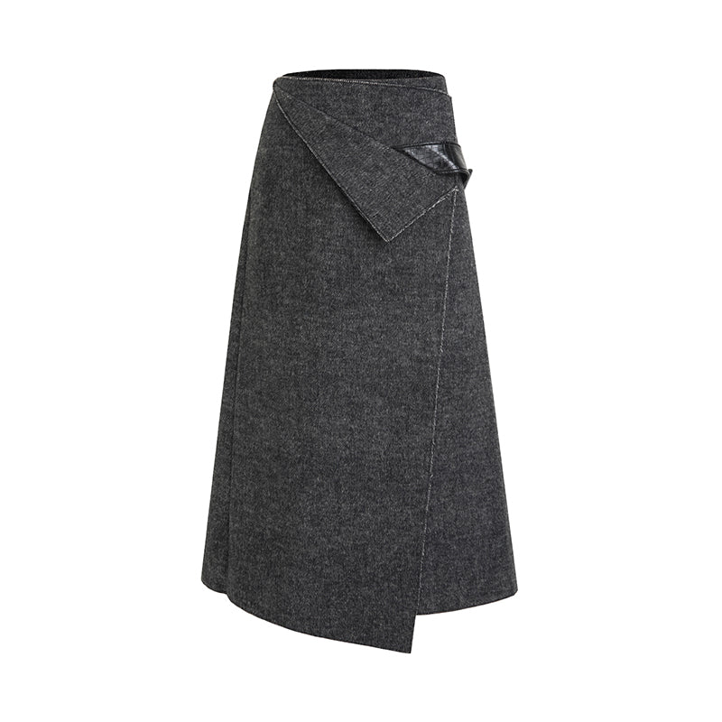 Artisan Wool Sculpted Midi Skirt