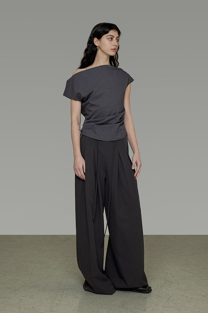 Chic Drape Wide-Leg Tailored Trousers