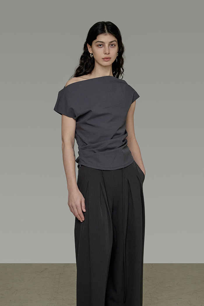 Chic Drape Wide-Leg Tailored Trousers