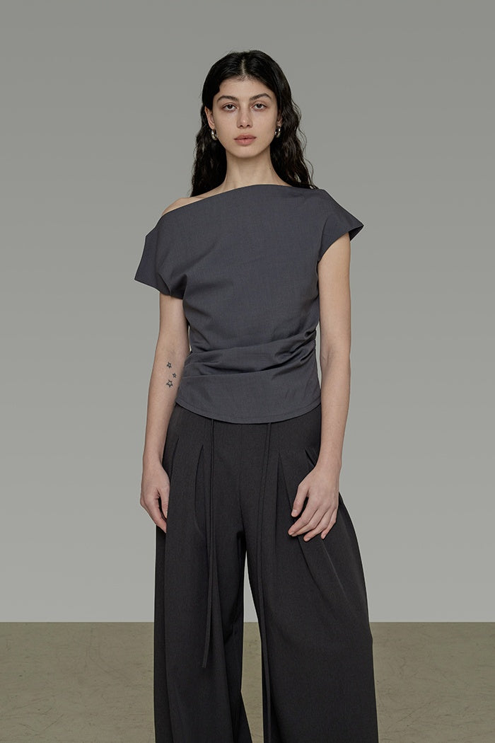 Chic Drape Wide-Leg Tailored Trousers