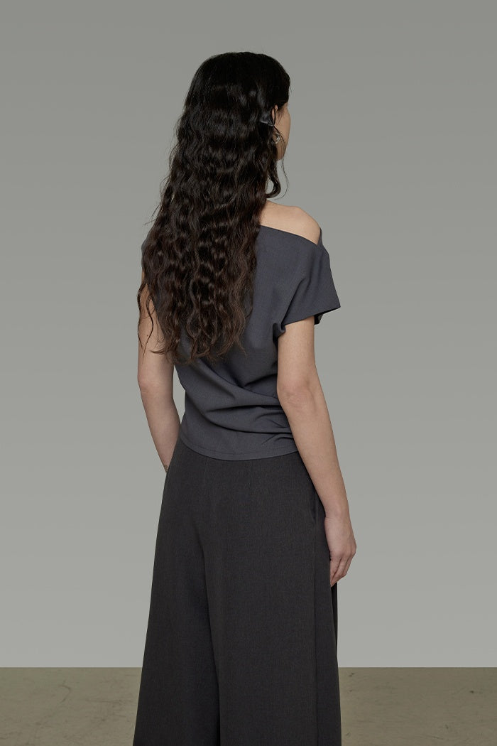 Chic Drape Wide-Leg Tailored Trousers