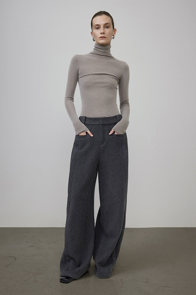 Architectural Wool Wide-Leg Trousers