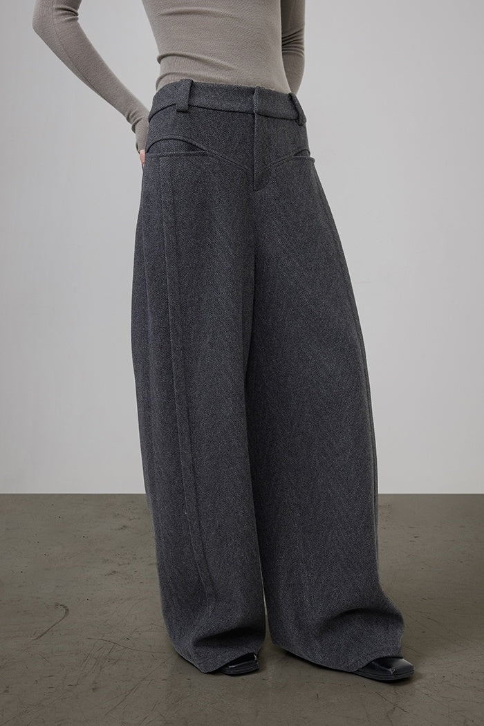 Architectural Wool Wide-Leg Trousers
