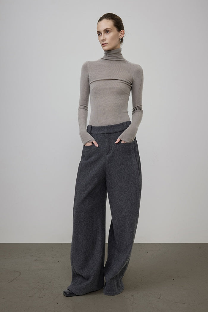 Architectural Wool Wide-Leg Trousers