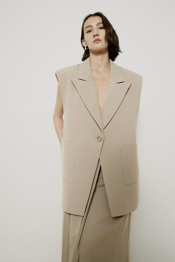 Minimalist Luxury Sculpted Vest Blazer