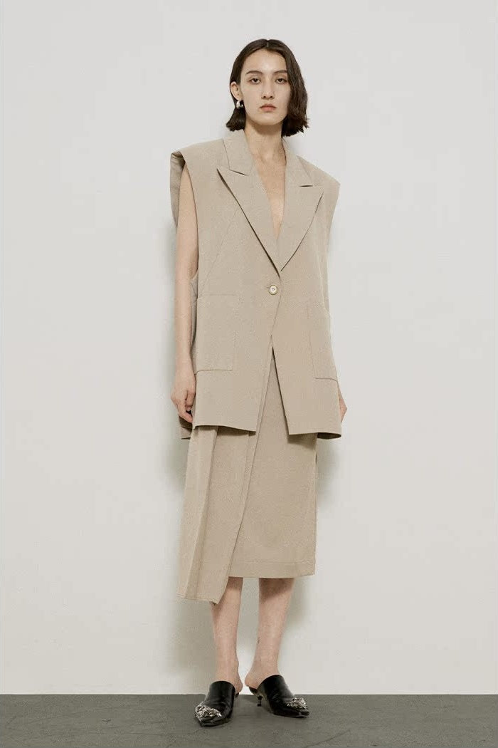 Minimalist Luxury Sculpted Vest Blazer