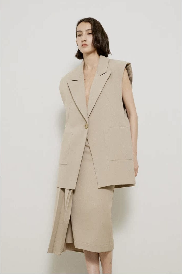 Minimalist Luxury Sculpted Vest Blazer