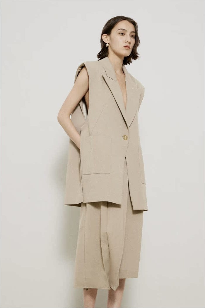 Minimalist Luxury Sculpted Vest Blazer