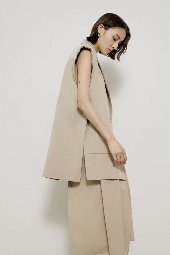 Minimalist Luxury Sculpted Vest Blazer