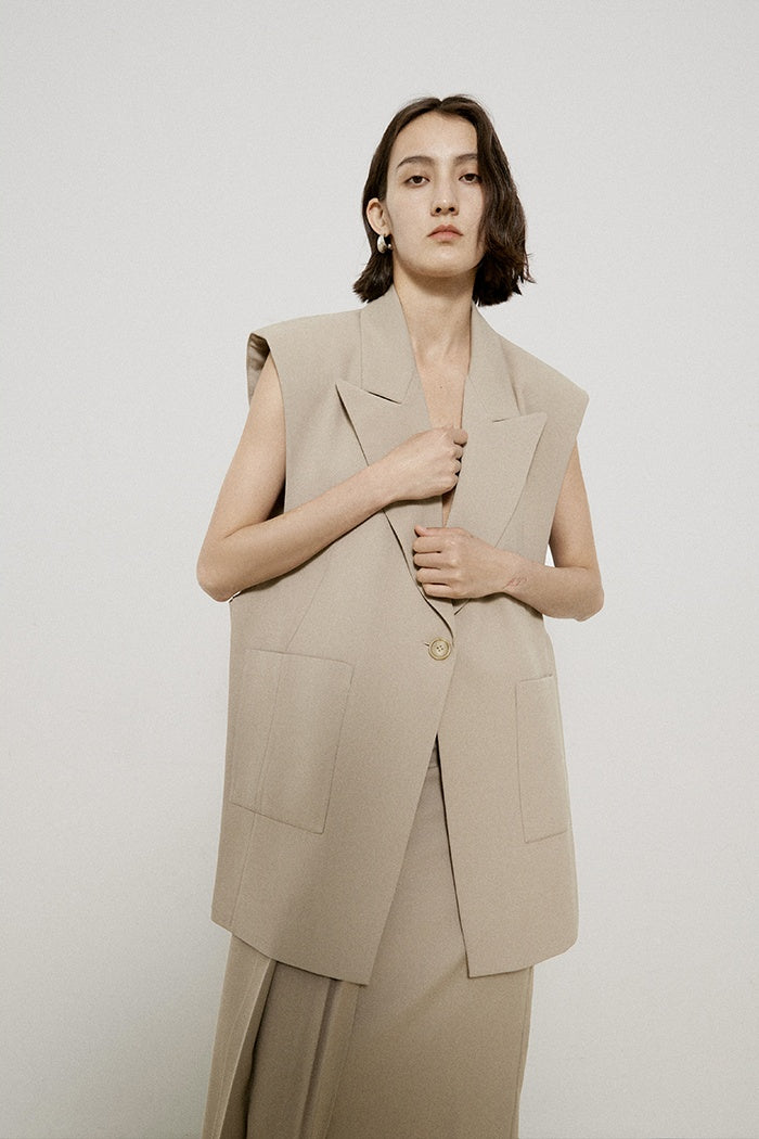 Minimalist Luxury Sculpted Vest Blazer
