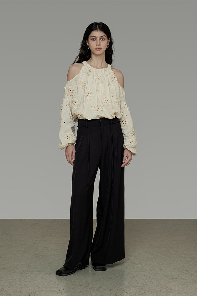 Graceful Cutout Embroidered Blouse