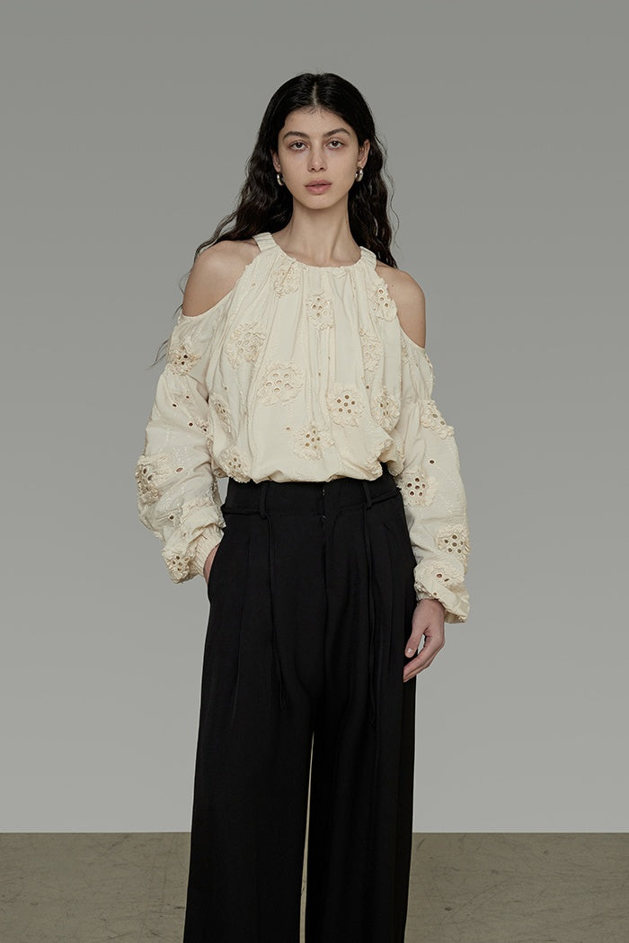 Graceful Cutout Embroidered Blouse