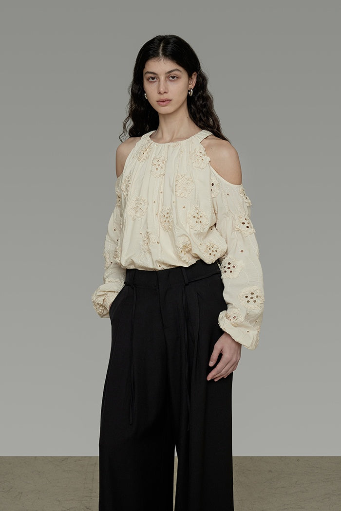 Graceful Cutout Embroidered Blouse