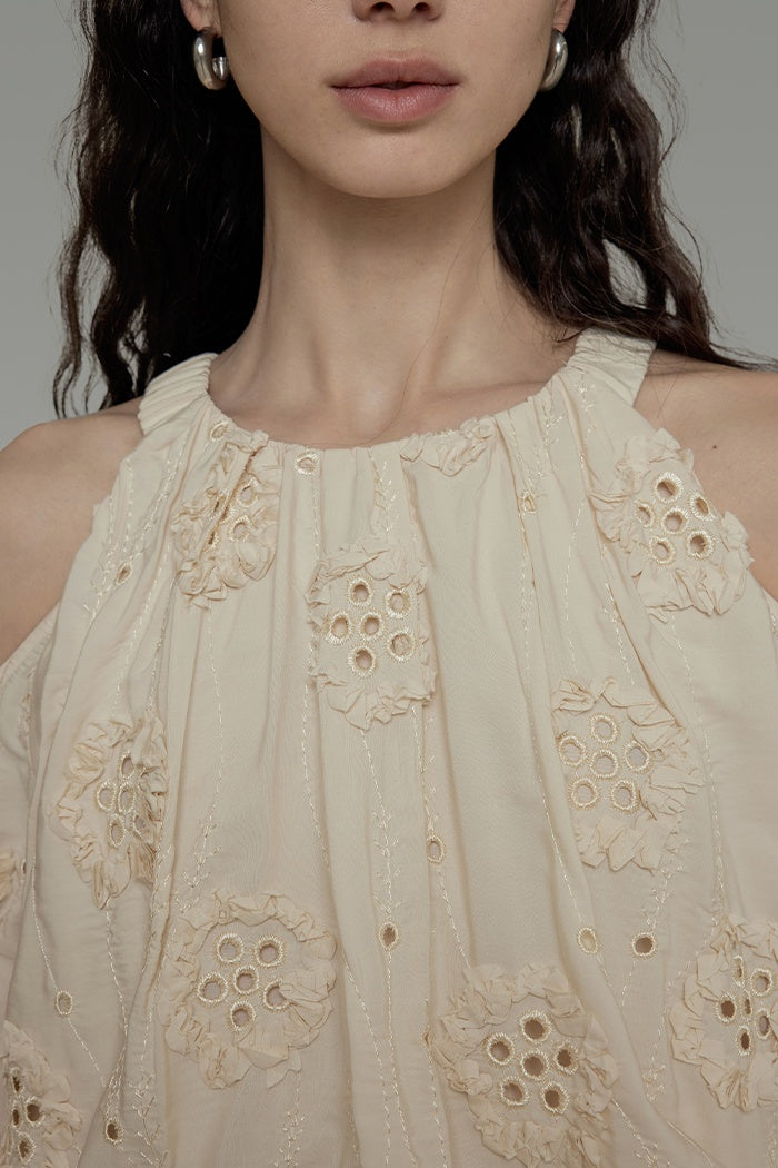Graceful Cutout Embroidered Blouse