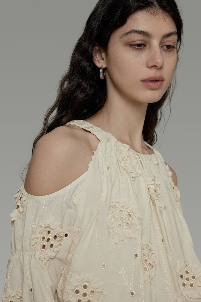 Graceful Cutout Embroidered Blouse