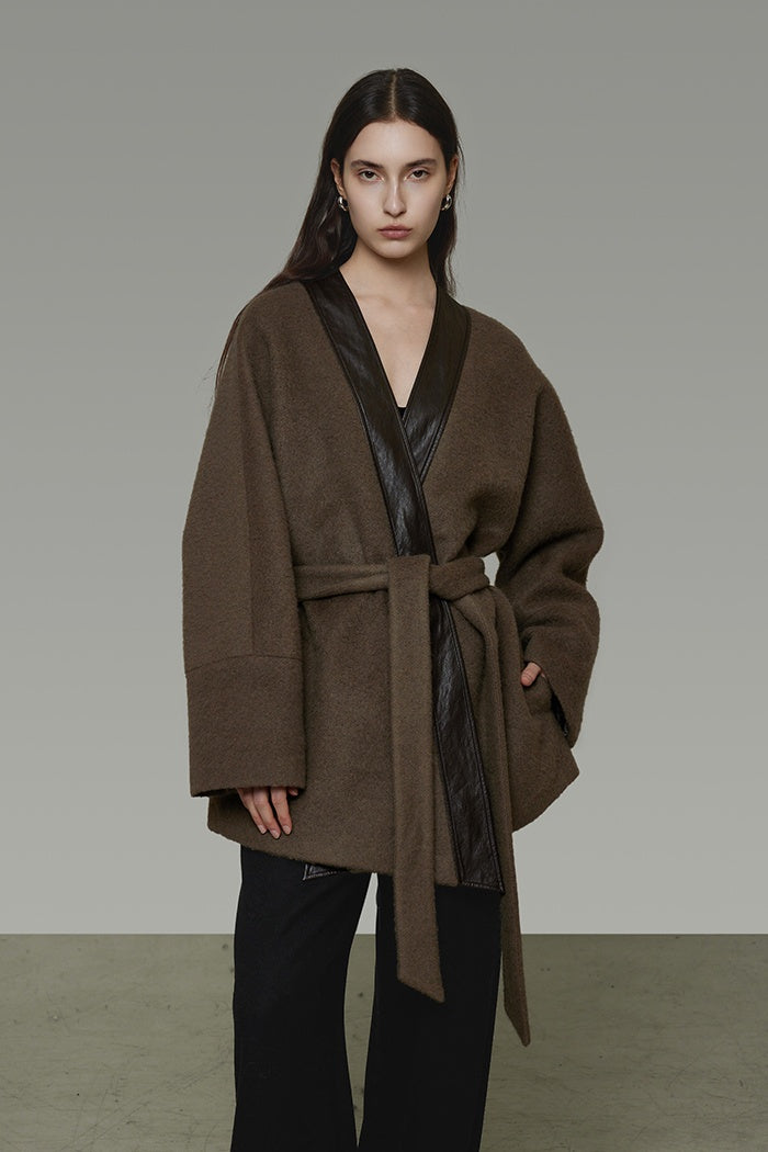 Chic Retro Belted Wool Blend Coat