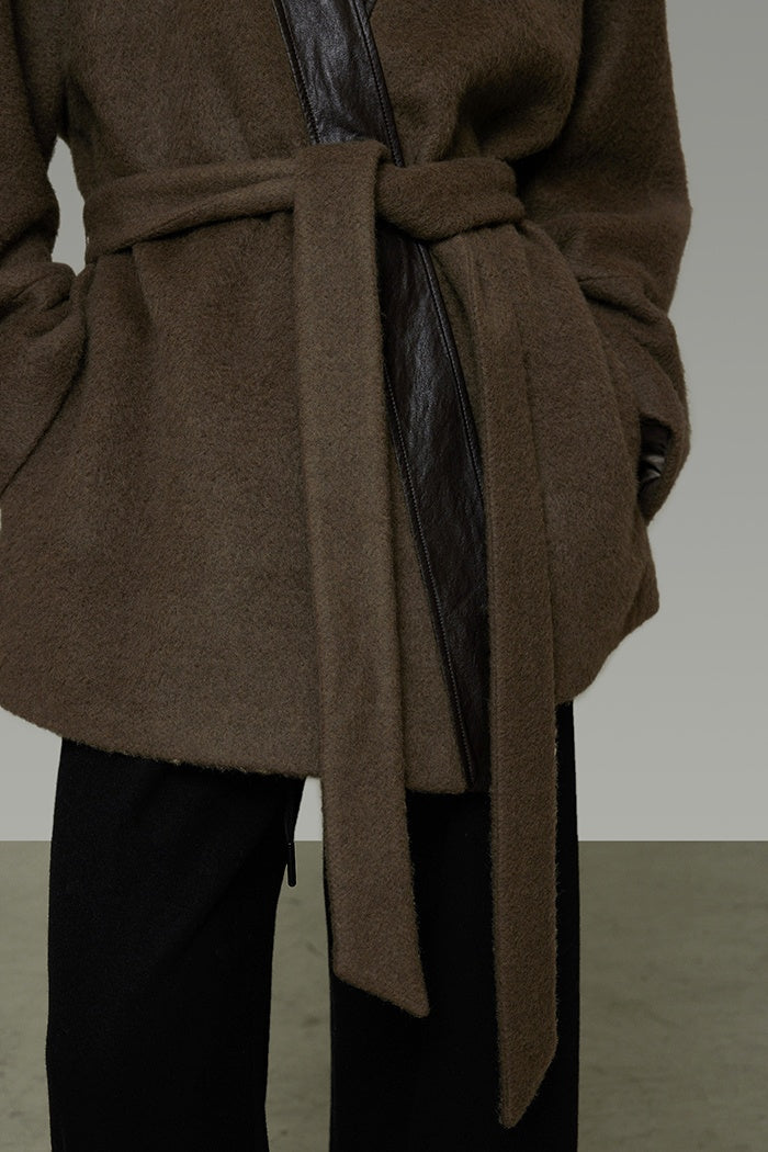 Chic Retro Belted Wool Blend Coat