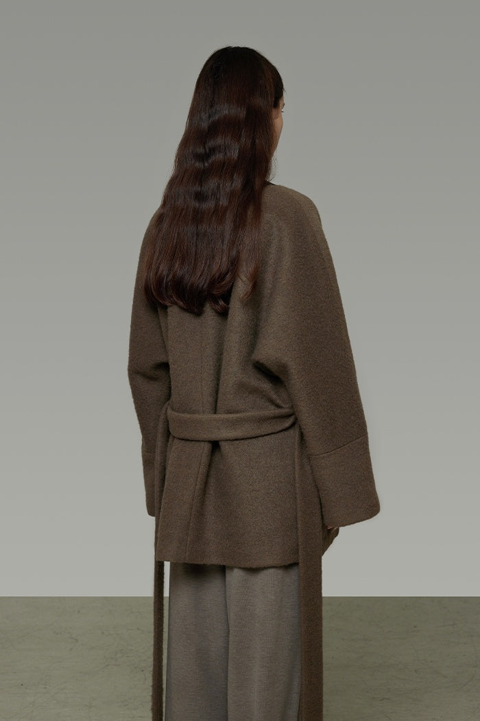 Chic Retro Belted Wool Blend Coat