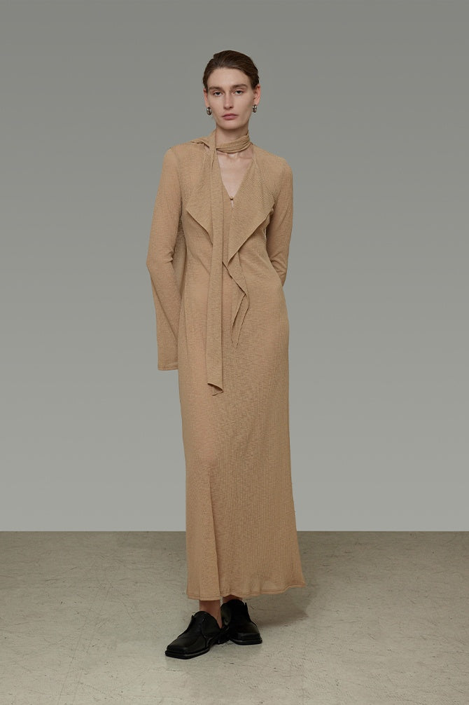 Unspoken Chic V-Neck Ribbon Maxi Dress