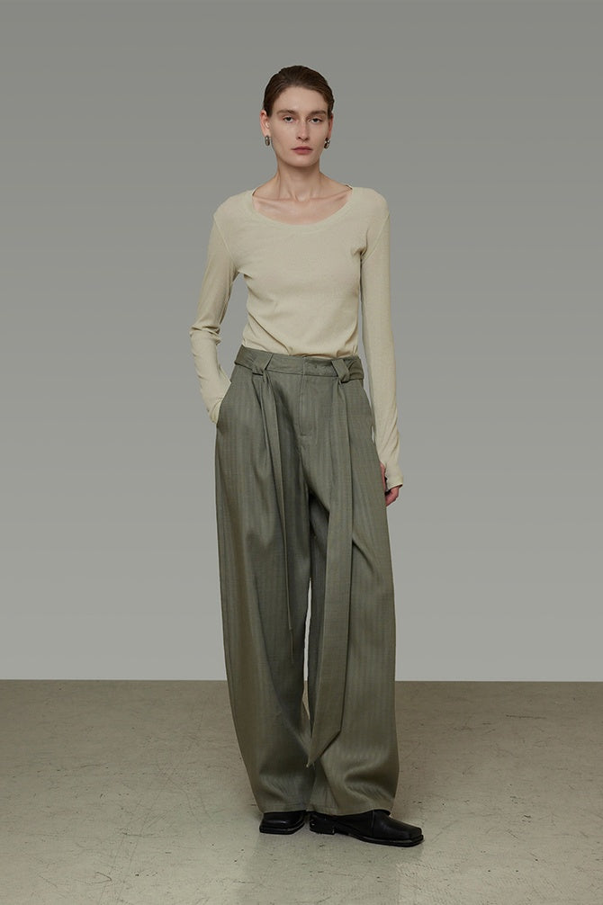 Streamline Drape Wide-Leg Trousers