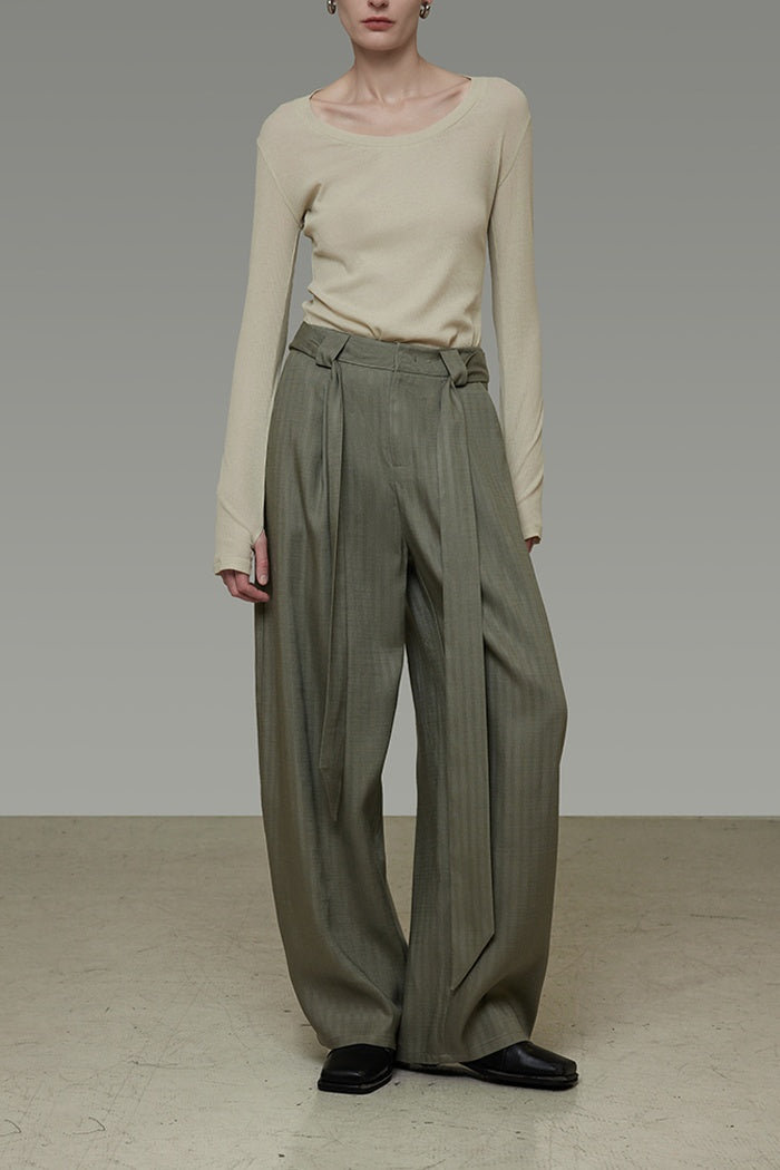 Streamline Drape Wide-Leg Trousers