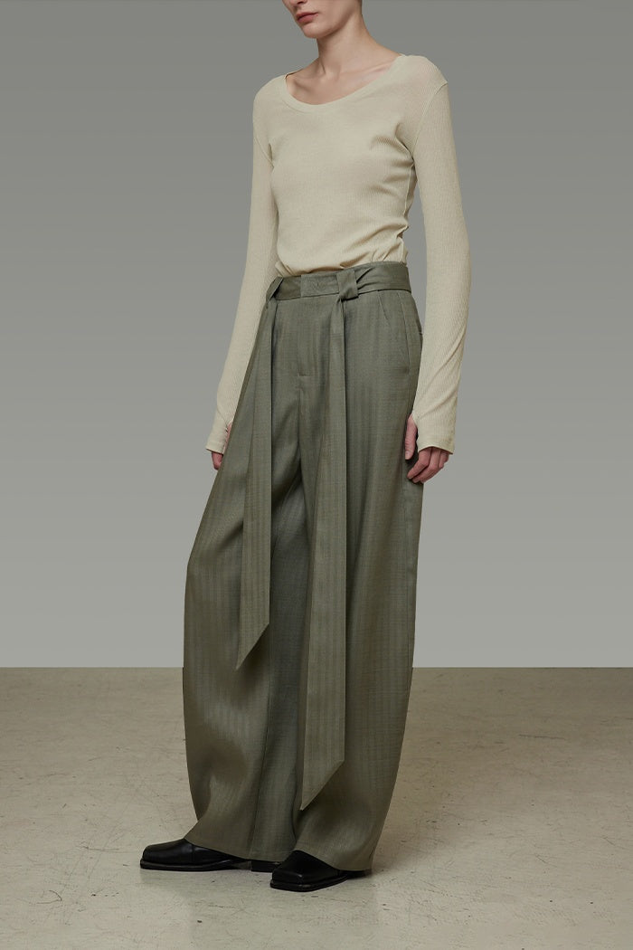 Streamline Drape Wide-Leg Trousers