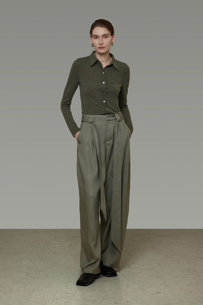 Streamline Drape Wide-Leg Trousers